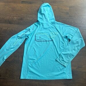Vineyard Vines Kids Aqua Hooded performance material long sleeve Shirt